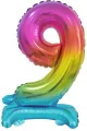 Balon foliowy 9, stojący, tęczowy, 38 cm - tantis.pl