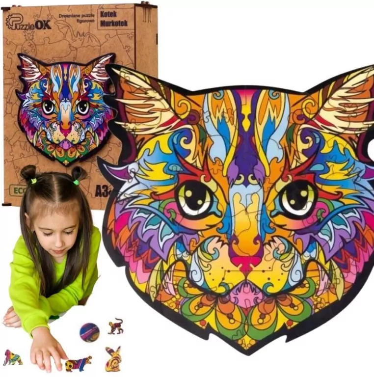 Puzzle drewniane eko 39. Kotek Murkotek - tantis.pl
