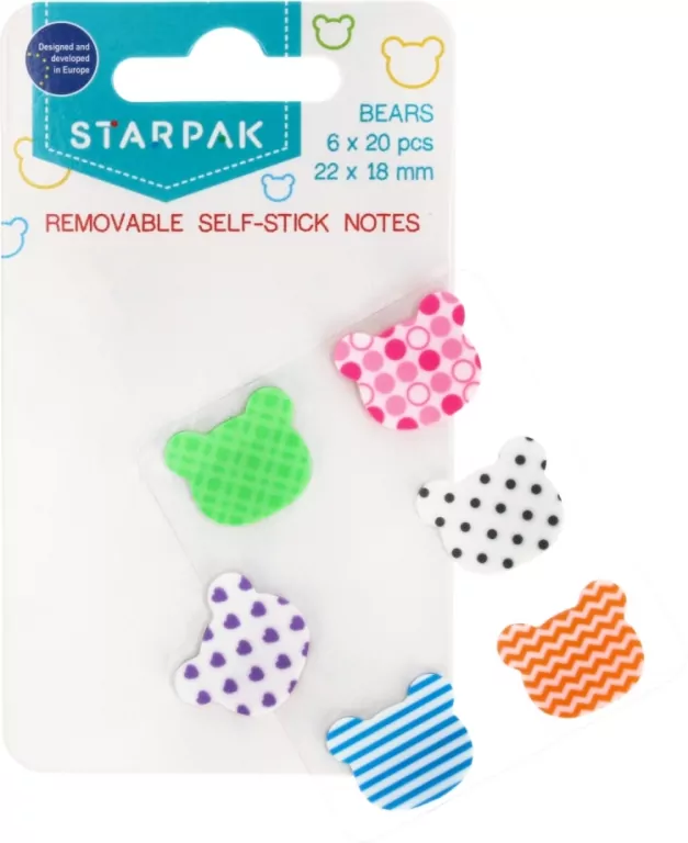 Starpak. Zakładka indeksująca 22x18mm 6x20K. Misie - tantis.pl