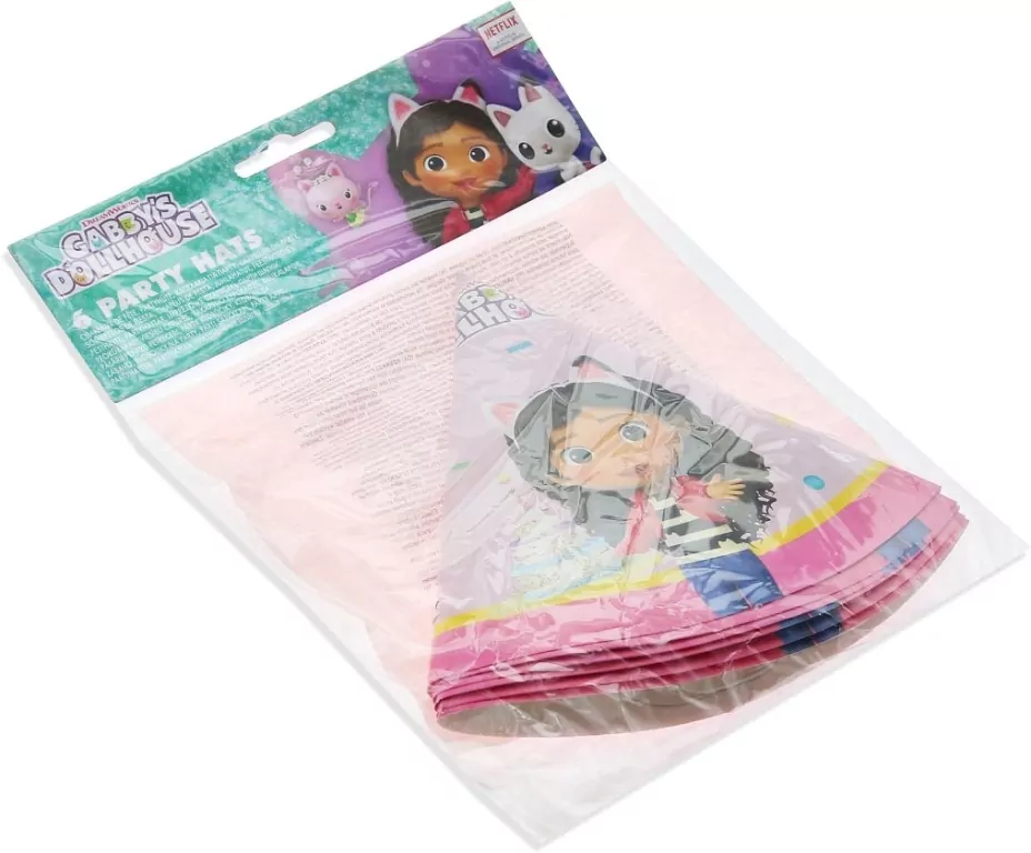 Czapeczki papierowe. Gabby's Dollhouse 6 sztuk - tantis.pl
