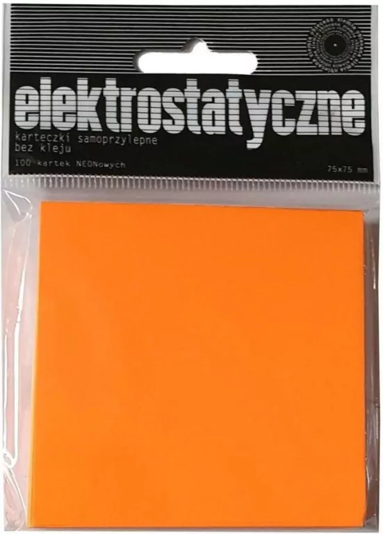 Karteczki elektrostatyczne 75x75mm 100K. Pomarańczowe - tantis.pl