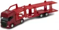 Tir Scania V8 R730 1:64 czerwona laweta WELLY - tantis.pl