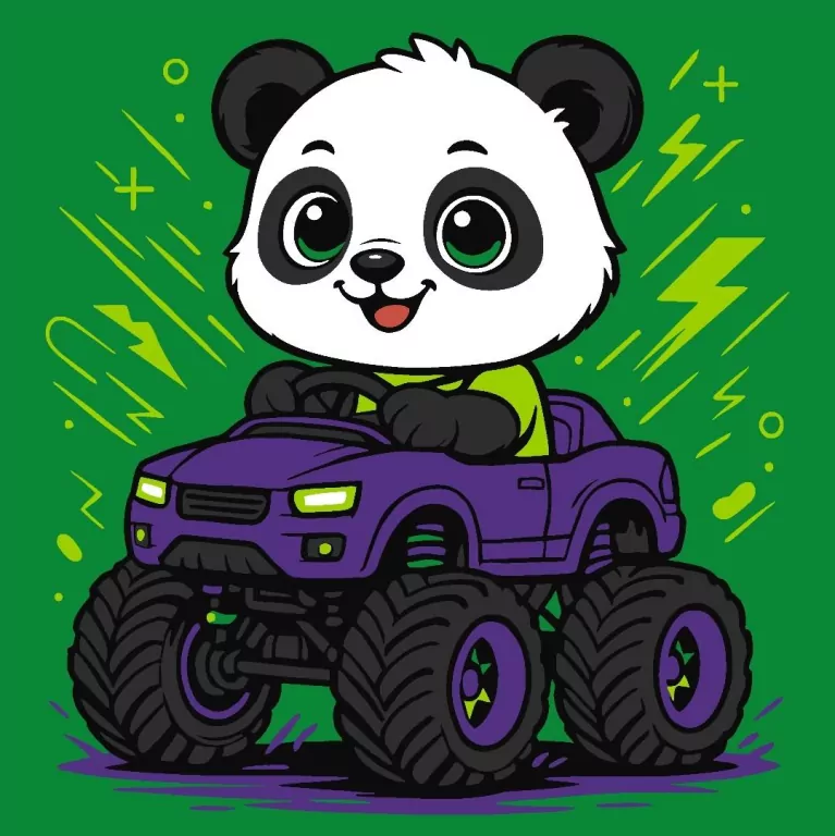 Malowanie po numerach - Panda w samochodzie Kids - tantis.pl