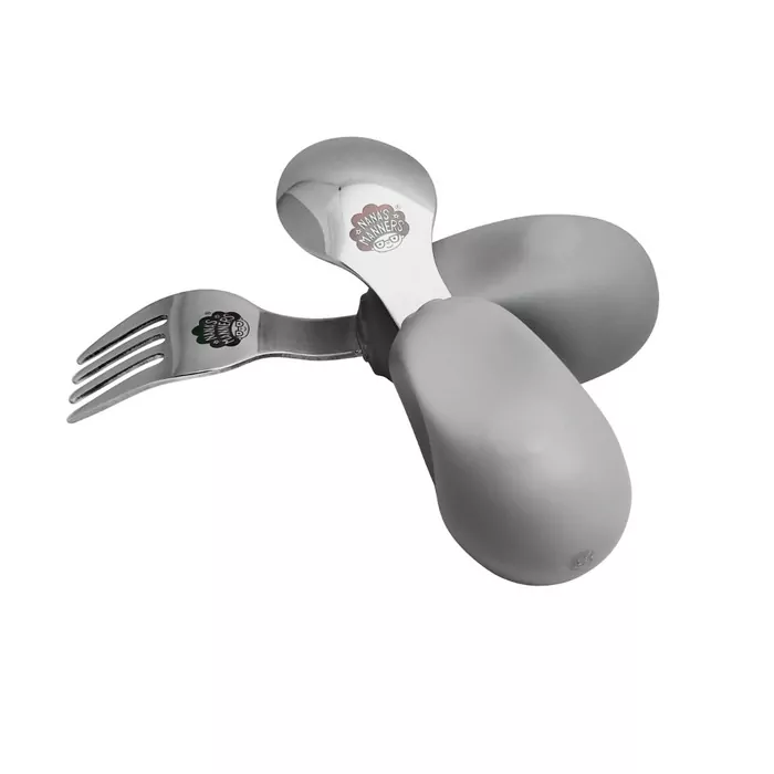 Nana's Manners Zestaw sztućców widelec i łyżka szary - tantis.pl