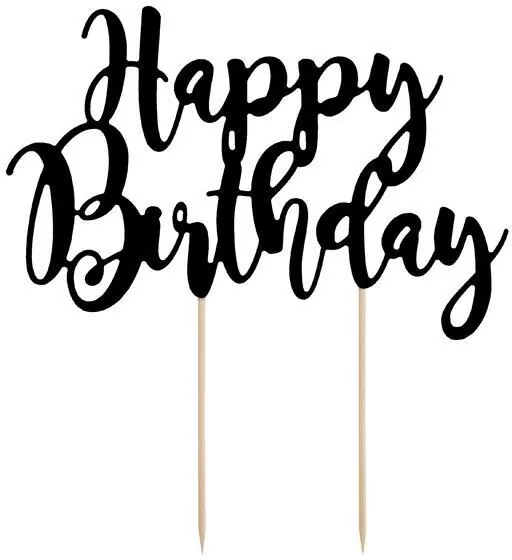 Topper na tort Happy Birthday czarny, 22,5cm - tantis.pl