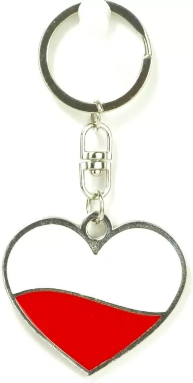Brelok metalowy serce biało-czerwone 5cm - tantis.pl