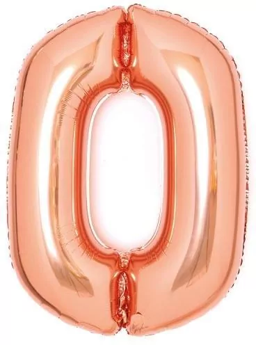 Balon foliowy cyfra 0 różowe złoto 47x66cm - tantis.pl