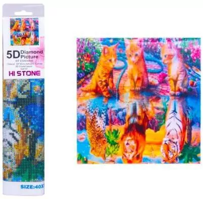 Diamentowa mozaika. Koty i ich odbicia. 1004873