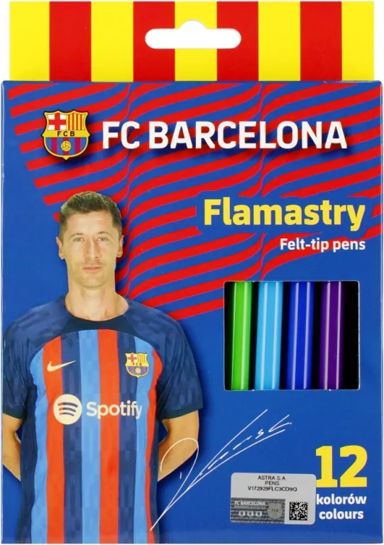 Flamastry okrągłe FC Barcelona 12 kolorów ASTRA - tantis.pl