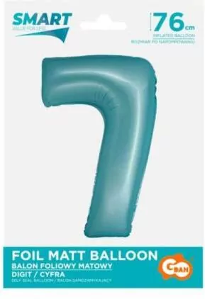 Balon foliowy Smart cyfra 7 niebieski matowy 76cm - tantis.pl