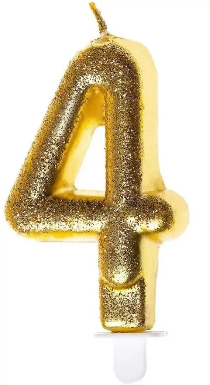 Świeczka urodzinowa 4 złoty brokat - tantis.pl