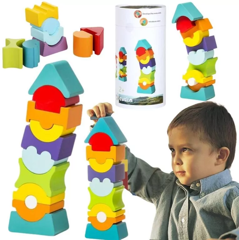 Drewniana balansująca wieża. Cubika - tantis.pl