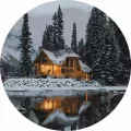Malowanie po numerach okrągłe - Śnieżna noc 40cm - tantis.pl