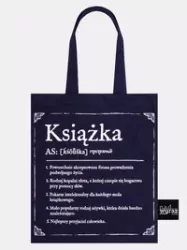 Definicja książki. Torba na książki bawełniana, granatowa