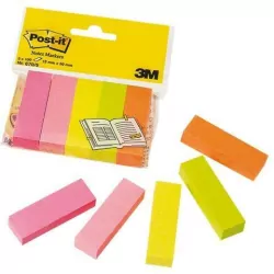 Znaczniki POST-IT 15x50mm, 5x100 kartek mix kolorów neonowy