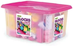 Kids Blocks. Klocki w pojemniku, różowe, 132 elementy