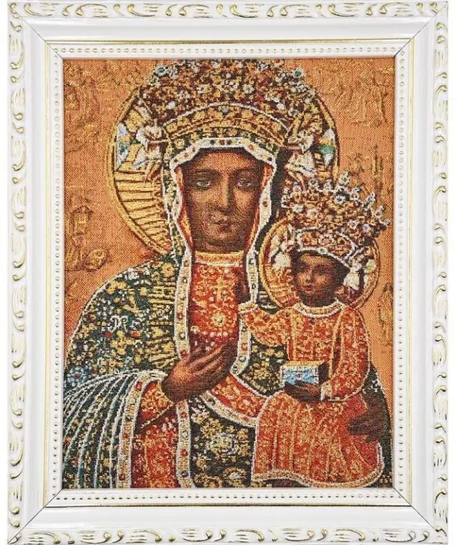 Obraz Haftowany Matka Boża Częstochowska 27,5x22cm - tantis.pl