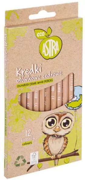 Kredki okrągłe z drewna cedrowego. 12 kolorów - tantis.pl