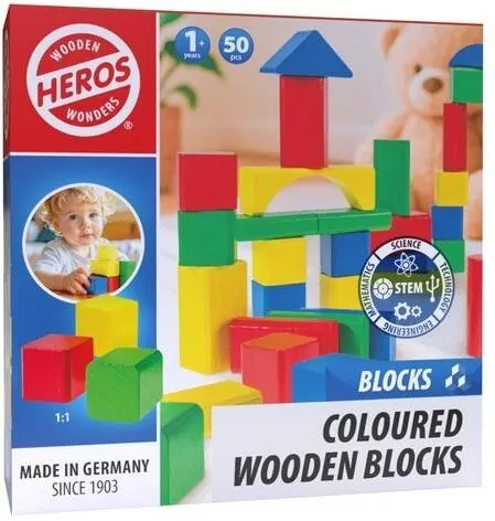 Drewniane kolorowe klocki 50el - tantis.pl