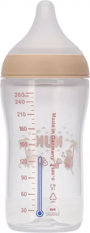 NUK. Perfect Match. Butelka z silikonowym smoczkiem. 260 ml. Małpka - tantis.pl