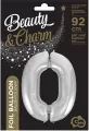 Balon foliowy cyfra 0 Beauty&Charm srebrna 92cm - tantis.pl