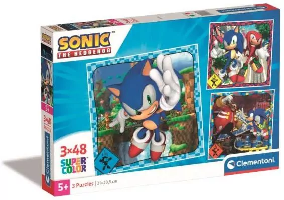 Clementoni. Puzzle 3x48. Super Kolor. Sonic - tantis.pl