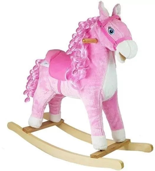 Koń na biegunach 74cm. Różowy - tantis.pl