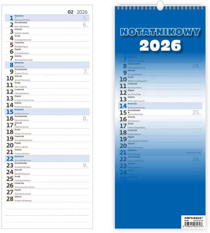 Kalendarz 2026 Slim notatnikowy HELMA - tantis.pl