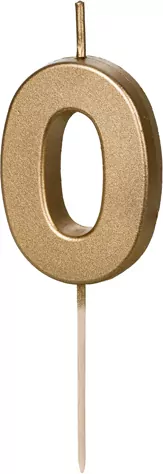 Świeczka urodzinowa cyfra 0 złota 4,5cm - tantis.pl