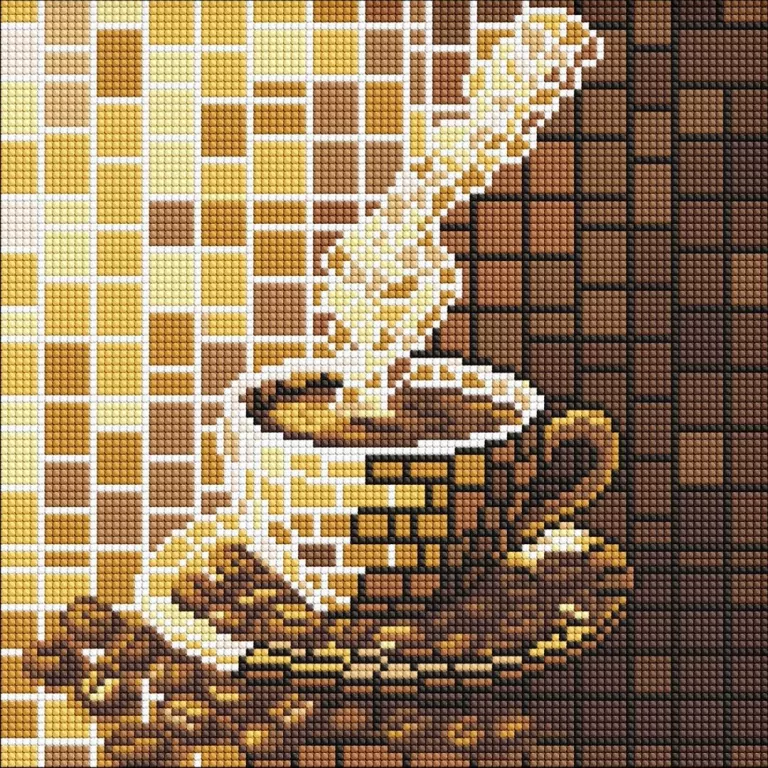 Diamentowa mozaika - Witraż. Kawa 30x30cm - tantis.pl