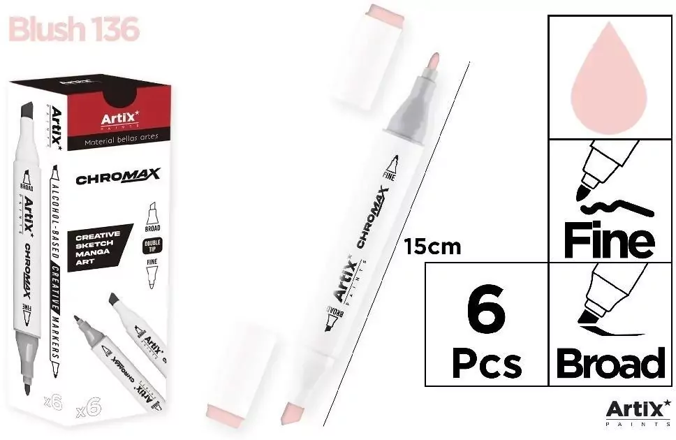 Marker Chromax z 2 końcówk. blush 136 (6szt) - tantis.pl