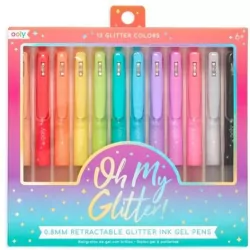 Długopisy żelowe z brokatem Oh My Glitter 12 kol