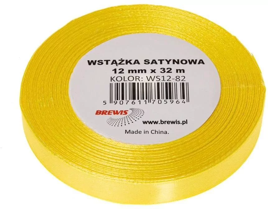 Wstążka satynowa kanarkowy 12mm x 32m - tantis.pl