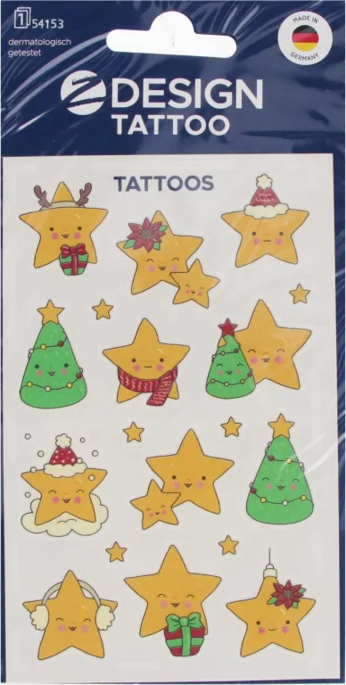 Tatuaże bożonarodzeniowe dla dzieci - gwiazdy - tantis.pl