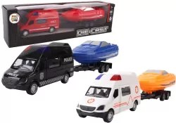 Samochód bus z łodzią na przyczepie metal mix