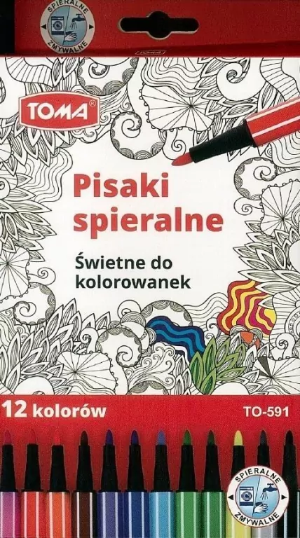 TOMA. Pisaki zmywalne, 12 kolorów - tantis.pl
