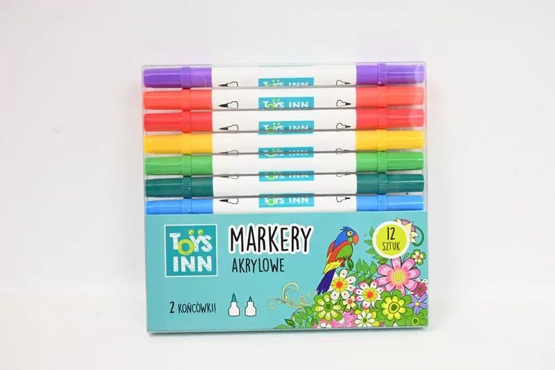 Markery akrylowe 2 końsówki, 12 sztuk. ToysInn - tantis.pl