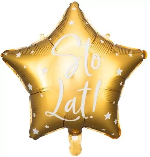 Balon foliowy 40cm. Sto Lat! Złoty - tantis.pl