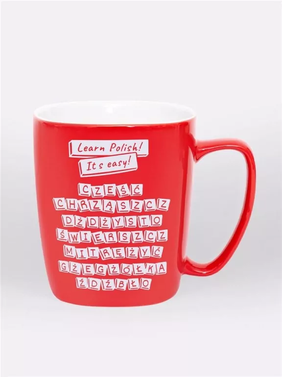 Kubek ceramiczny czerwony. Learn Polish! It's easy - tantis.pl