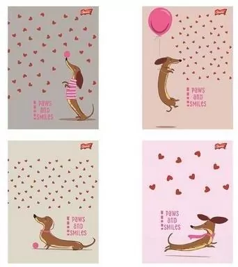 Zeszyt A5/32K linia kolorowa Dachshund (15szt) - tantis.pl