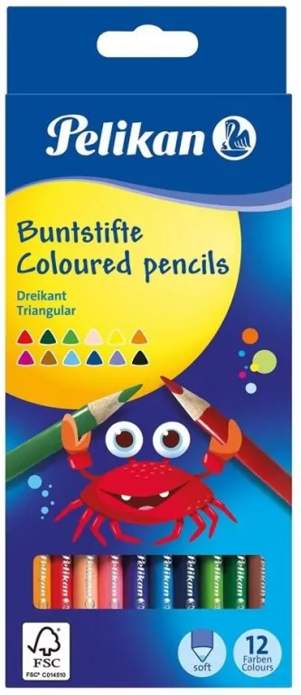 Pelikan. Kredki trójkątne, 12 kolorów - tantis.pl