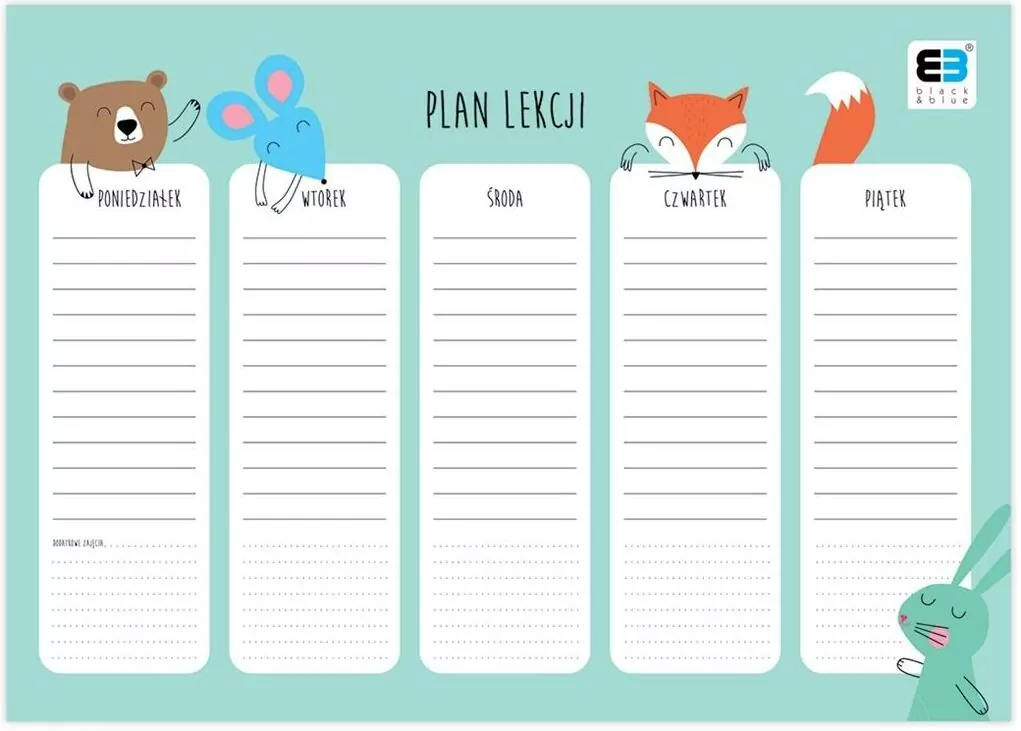 Plan lekcji A4 B&B Kids Pastel - tantis.pl