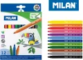 Flamastry ze stożkową końcówką 12 kolorów MILAN - tantis.pl