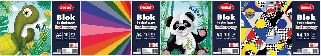 Blok techniczny kolorowy. A4/10 kartek. 1 sztuka - tantis.pl