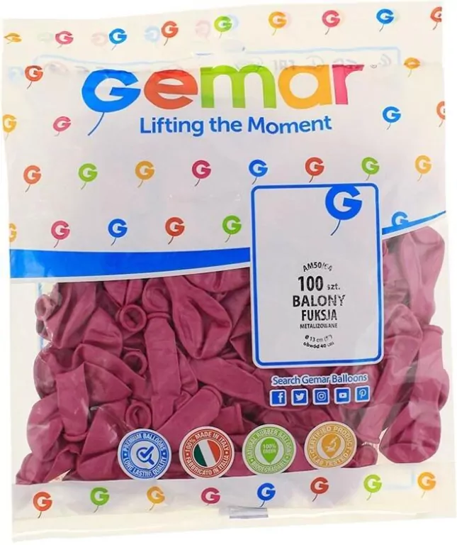 Balony Gemar metaliczne ciemnoróżowe 100szt - tantis.pl