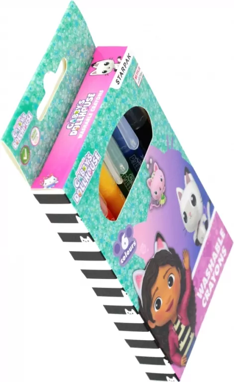 Kredki zmywalne 6 kolorów Koci Domek Gabi - tantis.pl