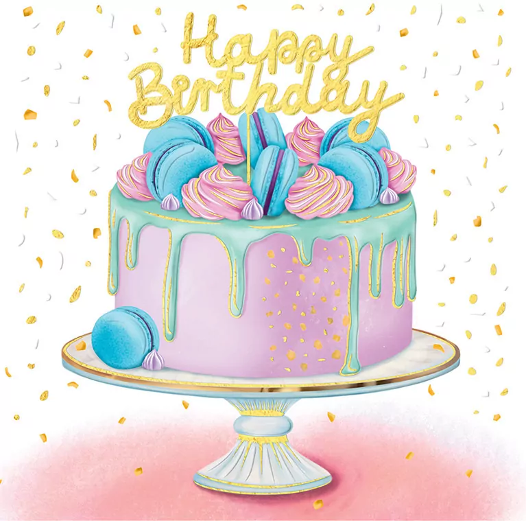 Karnet. Happy Birhday. Tort - tantis.pl