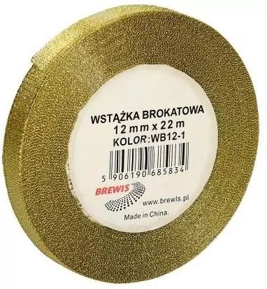 Wstążka brokatowa złota 12mmx22m - tantis.pl