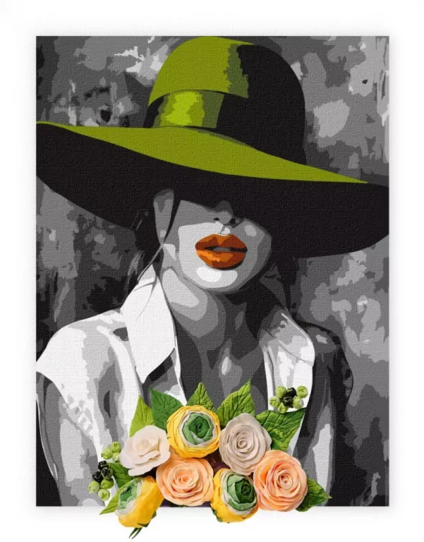 Malowanie po numerach IDEYKA 30x40cm z glinką Kobieta w kapeluszu - tantis.pl