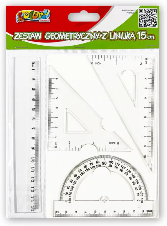 Komplet kreślarski z linijką 15cm - tantis.pl